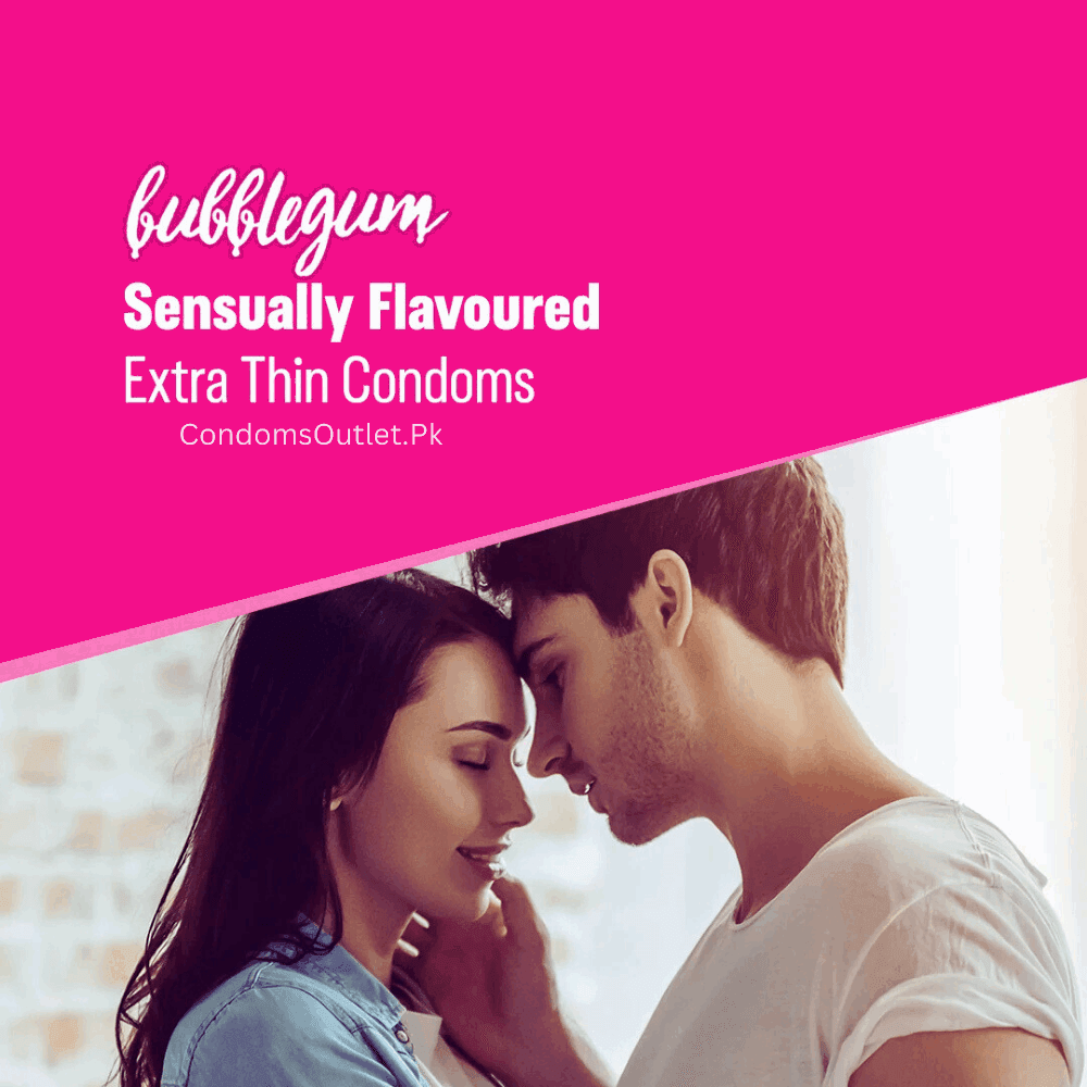 Box of Excite Bubblegum Flavored and Colored Condoms - Pack of 3