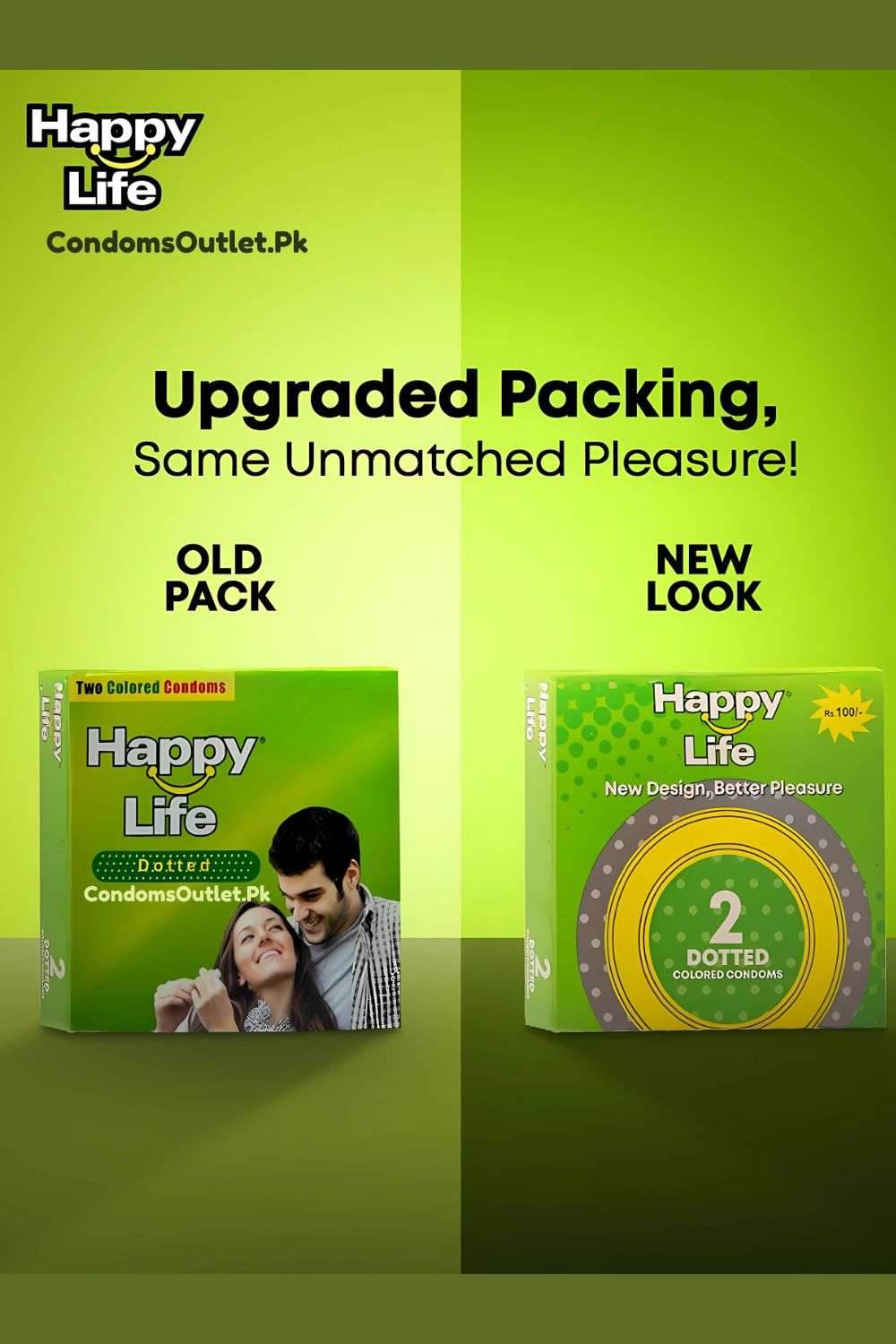 Buy Happy Life Dotted Colored Condoms (2s) | Fun & Sensation | CondomsOutlet.Pk