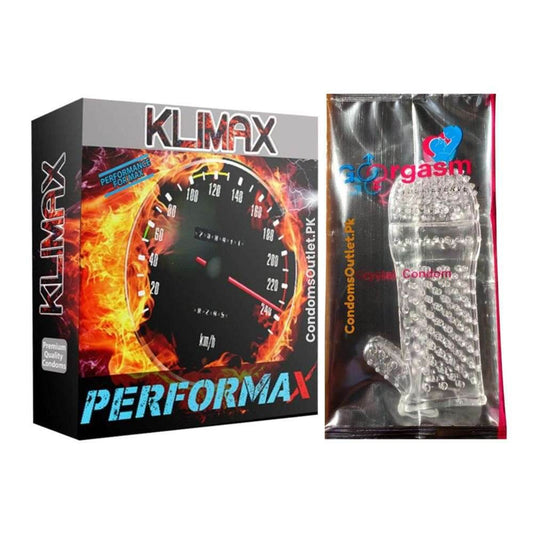 Klimax Performax & Crystal Condom Bundle – Reusable & Spiked - CondomsOutlet.Pk