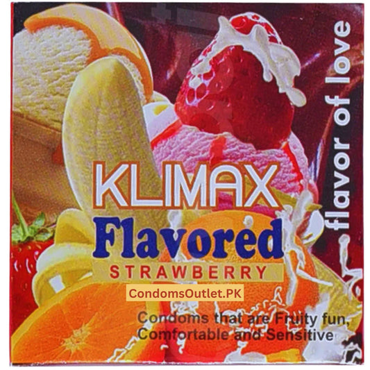 Klimax Strawberry Flavored Condoms - 2 Condoms