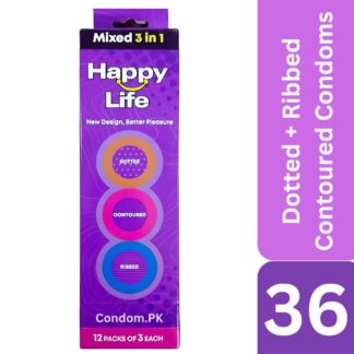 Happy Life Collection Dispenser - Ribbed, Contoured, Dotted Condoms